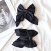 2PCS Legant Bow Ribbon Hair Clip Fashion Simple Solid Satin Spring Clip Hair Pin Retro Headband  Clips Girls Hair Accessories
