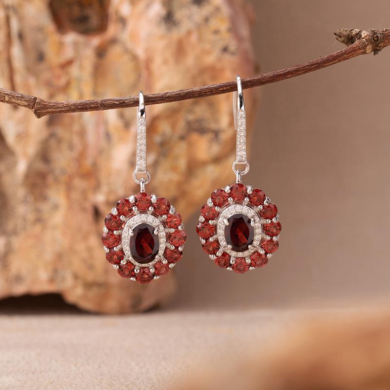 Natural Colored Jewelry Aquamarine Topaz Amethyst Citrine Stud Earrings S925 Silver Light Luxury High Sense