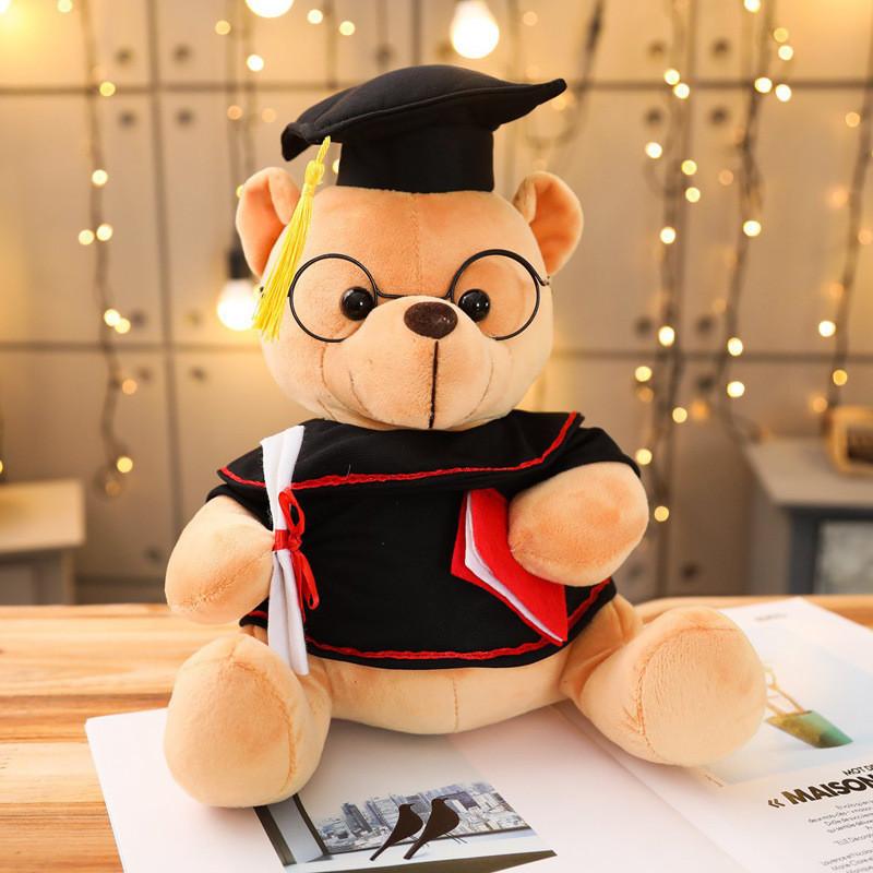 Cute Teddy Bear Plush Toy With Doctor Cap Graduation Doll Gift