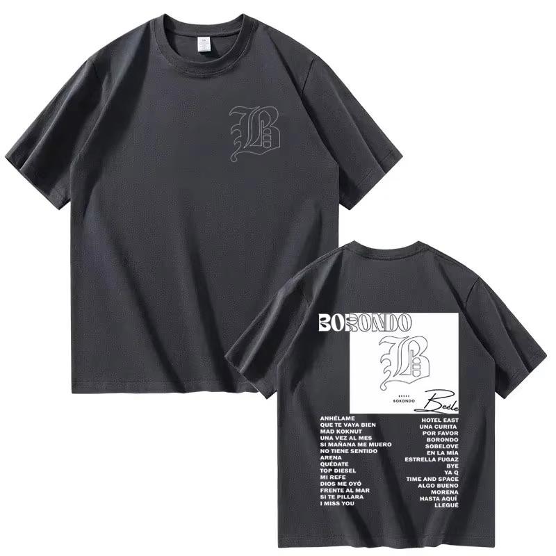 Hot Rapper Beele New Album Borondo Double Sided Print Graphics Merch 2026 Men Short Sleeve top Harajuku Casual Cozy Tshrit