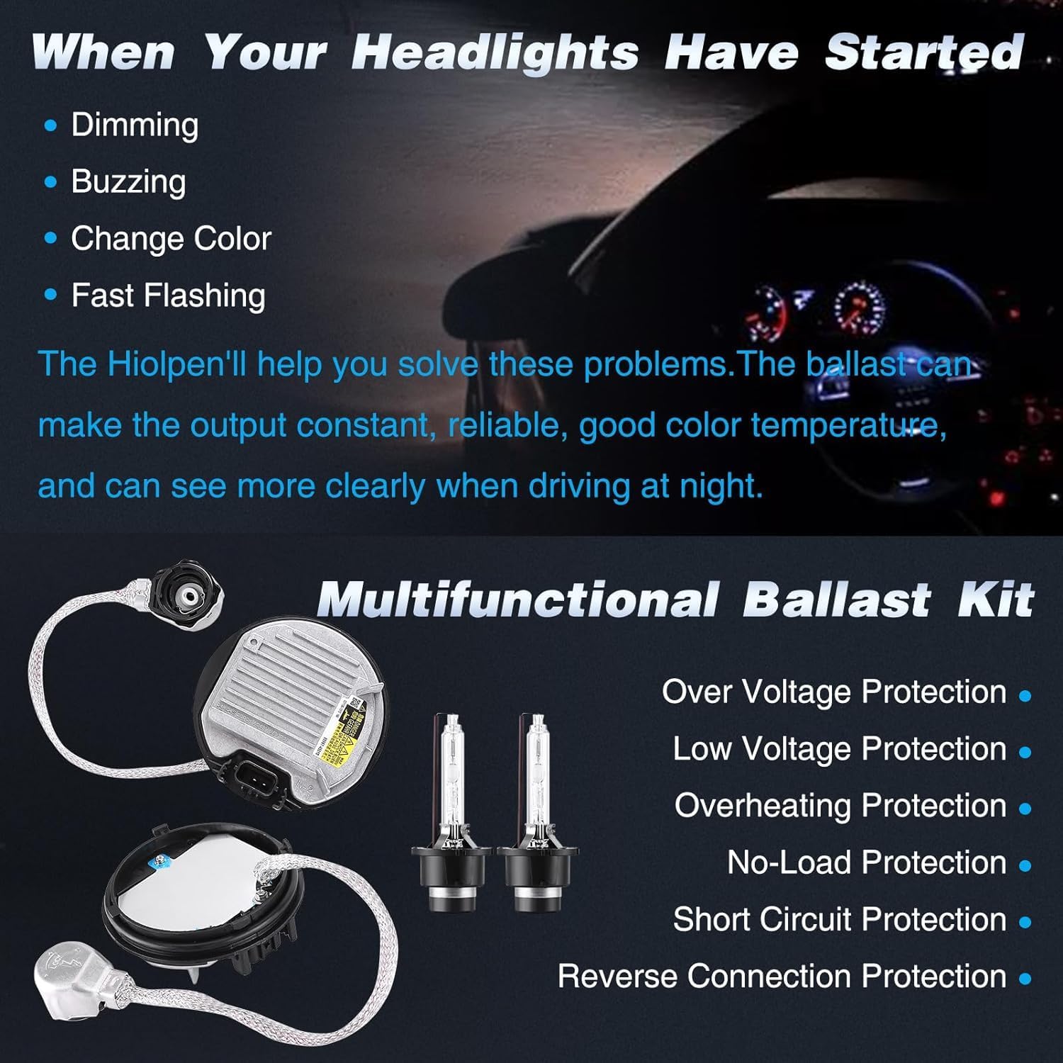 

2 Packs HID Headlight Ballast With Igniter & D4S Bulb for L-exus GS350 GS450h IS200t IS250 IS300 IS350 LS460 LS600h LX570 RX350 RX450h for Toyota