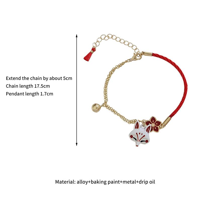 Fashion Flower Cartoon Animal Bracelet With Bell Women Cute Fox Vintage Jewelry Lucky Rope Bracelet For Family Lovers Gift