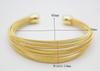 Golden Multilayer Wire Bangle Bracelet Set Open Stainless Steel Twisted Cable Cuff 1 Piece Fashion Accessory