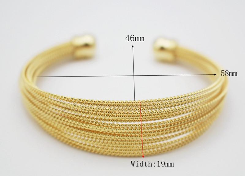 Golden Multilayer Wire Bangle Bracelet Set Open Stainless Steel Twisted Cable Cuff 1 Piece Fashion Accessory