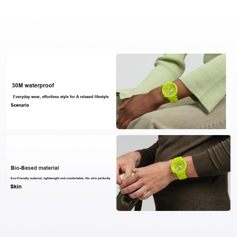 Swatch Colors Of Joy Series Quartz Movement 30m Water Resistant Watch 47mm Yellow Dial Bio-Based Material Case Bio-Based Material Strap SB05J103 Yellow