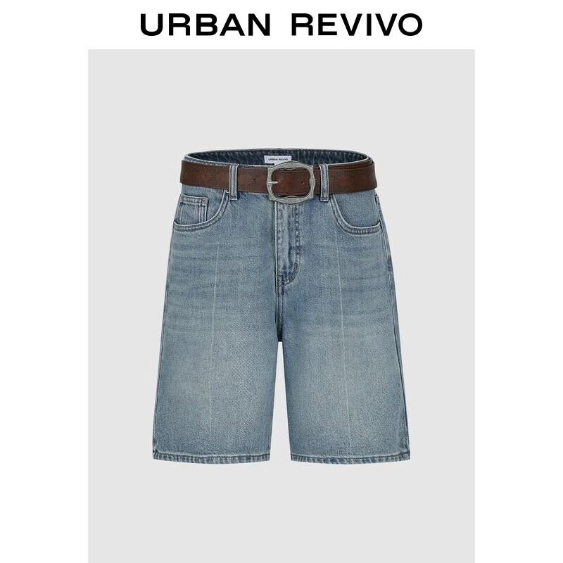 UR 2026 Spring Women s Belted Washed Denim Shorts 29