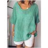 Women Solid Color U Neck Regular Short Sleeve T-shirt Loose Casual Summer Versatile Basic Tee
