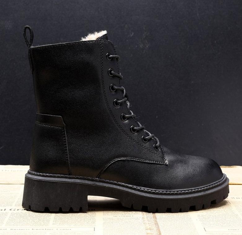 Women's British Style Round Toe Martin Boots - Autumn/Winter 2024, Thick Sole with Plus Velvet, Short Boots for Female Students