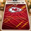 Flannel BlanketKansas City Chiefs Custom Name Text Personalized Soft Warm Throw Blanket Home Decor Gift