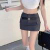 Women's Summer 2024 Gray High Waist A-line Mini Skirt - Versatile Slimming Petite Fit