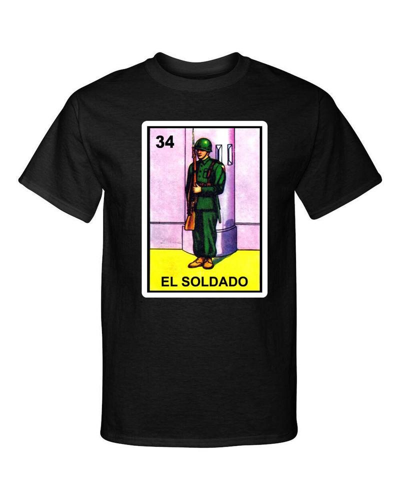 El Soldado Military The Soldier Loteria Mexican Graphic Tee Shirt T-Shirt 4XL