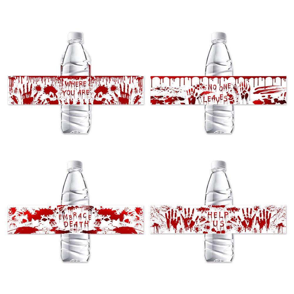 Horror Themed Halloween Blood Hand Pattern Water Bottle Sticker Decoration