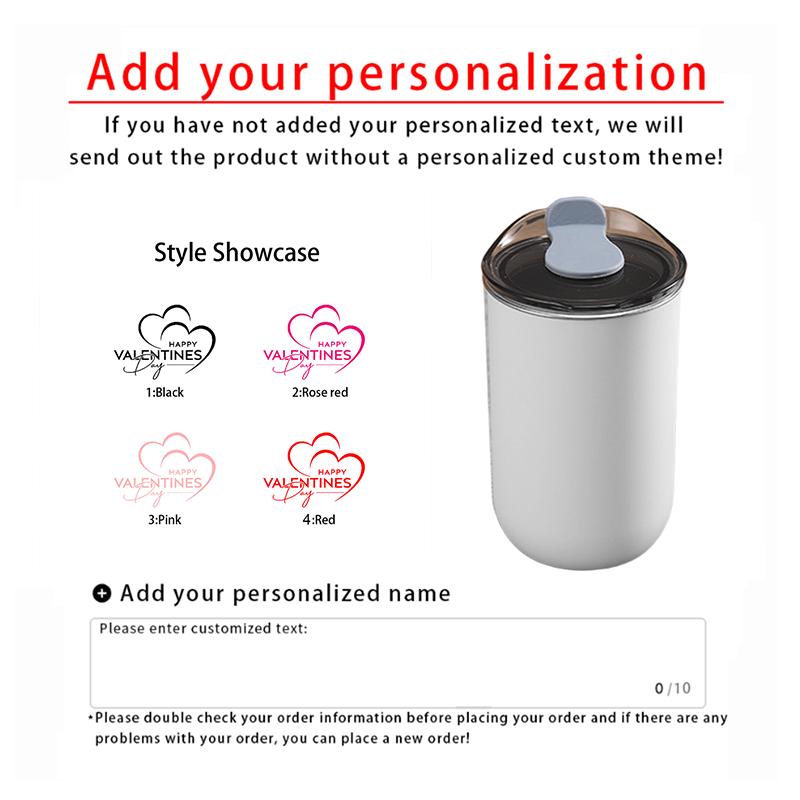 Customized letter Valentine s Day gift - water cup, stainless steel heart-shaped water cup, coffee cup, portable milk cup. 1 Black белый