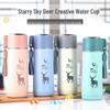 Starry Deer Double-Layer Glass Water Cup