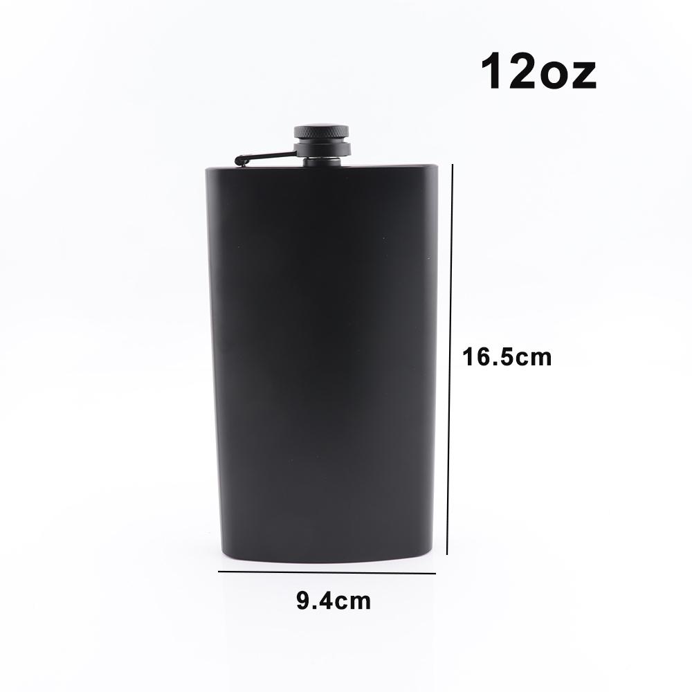 Matte Black Hip Flasks Stainless Steel Liquor Flask for Outdoor Travel Camping Wedding Party 6 7 8 9 10 12 Oz