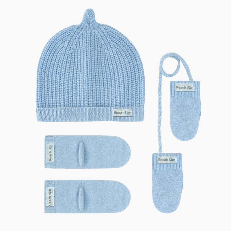 

Winter boys and girls cashmere warm baby hat children s knitted hat gloves socks three-piece gift box