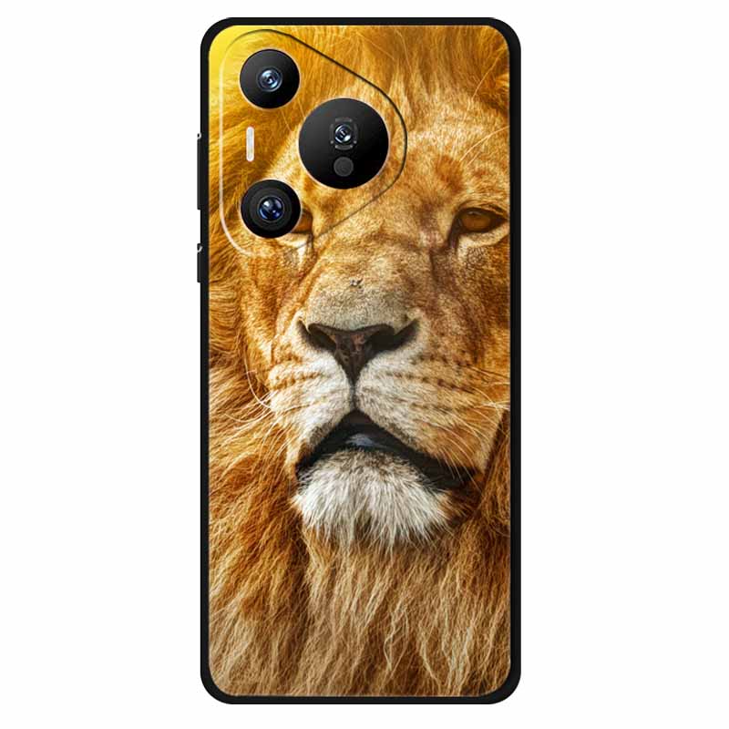 For Huawei Pura 70 Ultra Pro Case Silicone Animal Painted TPU Soft Phone Back Cover For Pura70 Pro+ Lion Shockproof Case Pura70