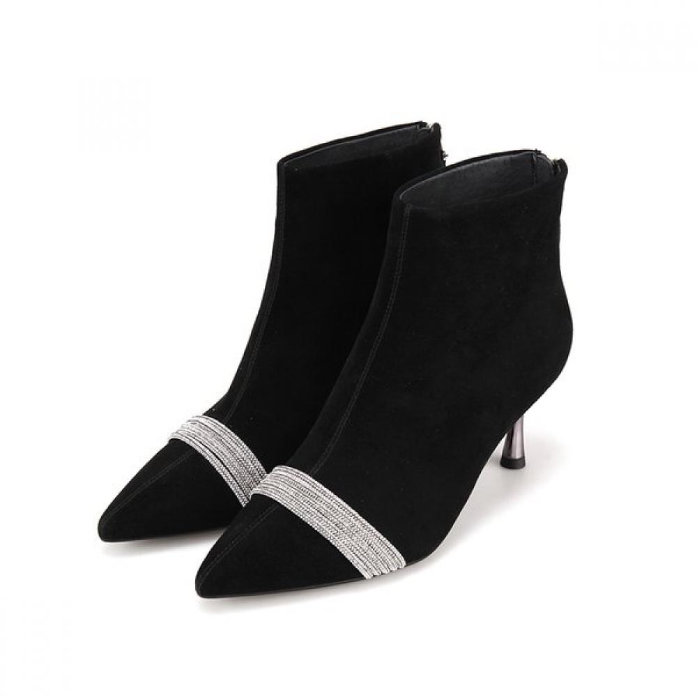 Barbara Suede Jewelry 5cm Ankle Boots Bbh866bk 250mm