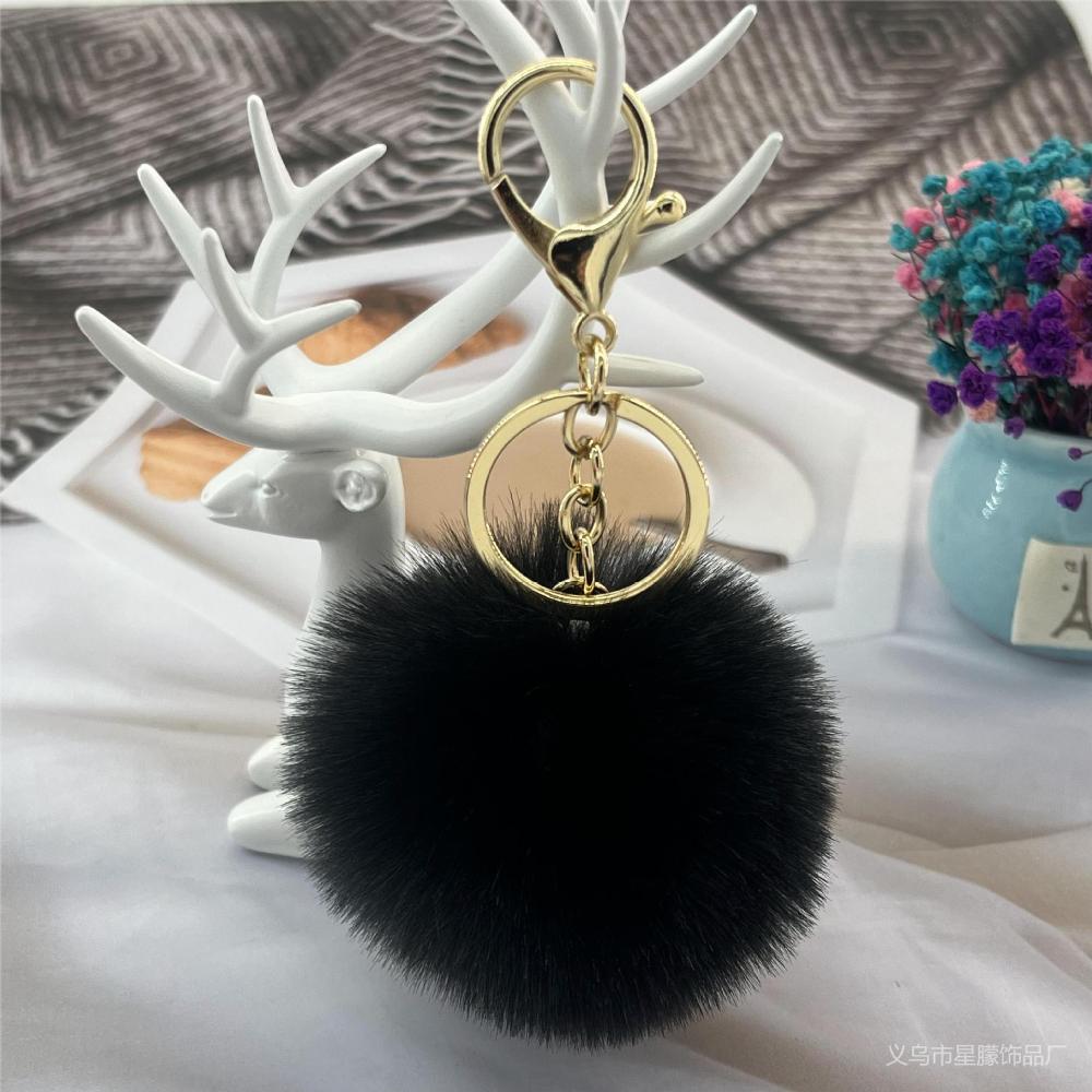 

Пушистый мех кролика Сова помпон брелок для ключей автомобильный брелок для ключей держатель подвеска женская сумка аксессуар 1pcs чёрный