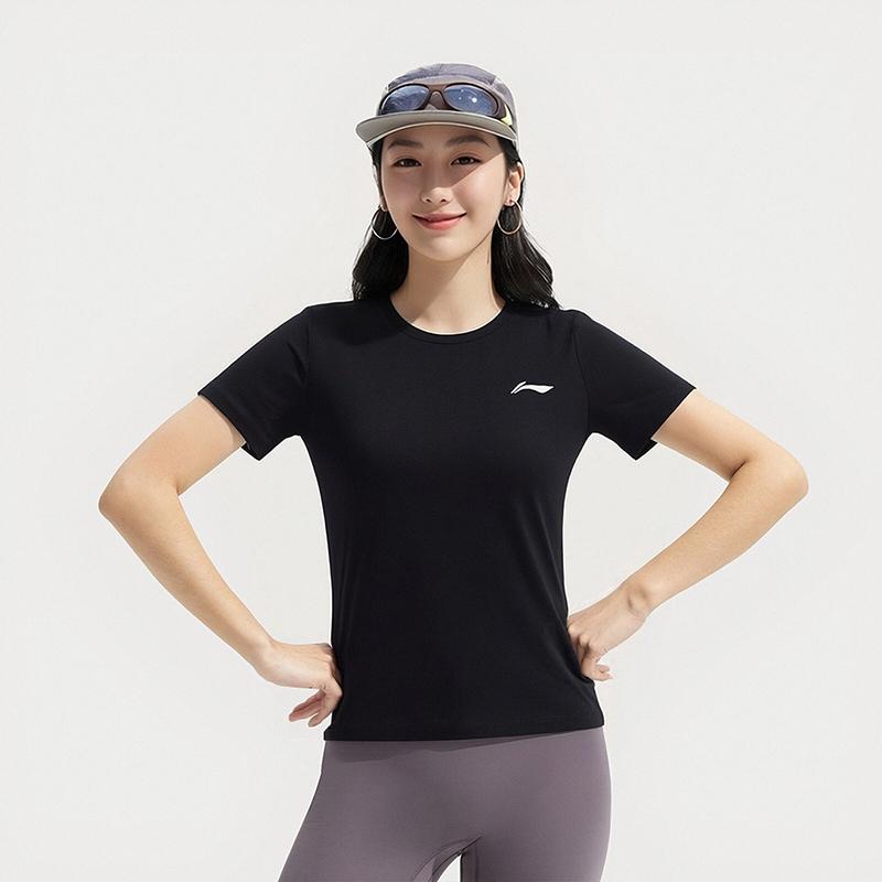 Li Ning T Shirts Women's Black Crew Neck ATSW838-1