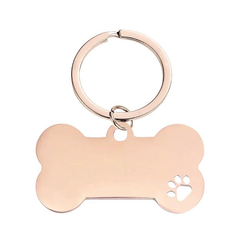 Engraved Metal Bone Pet Pendant Keychain with Logo