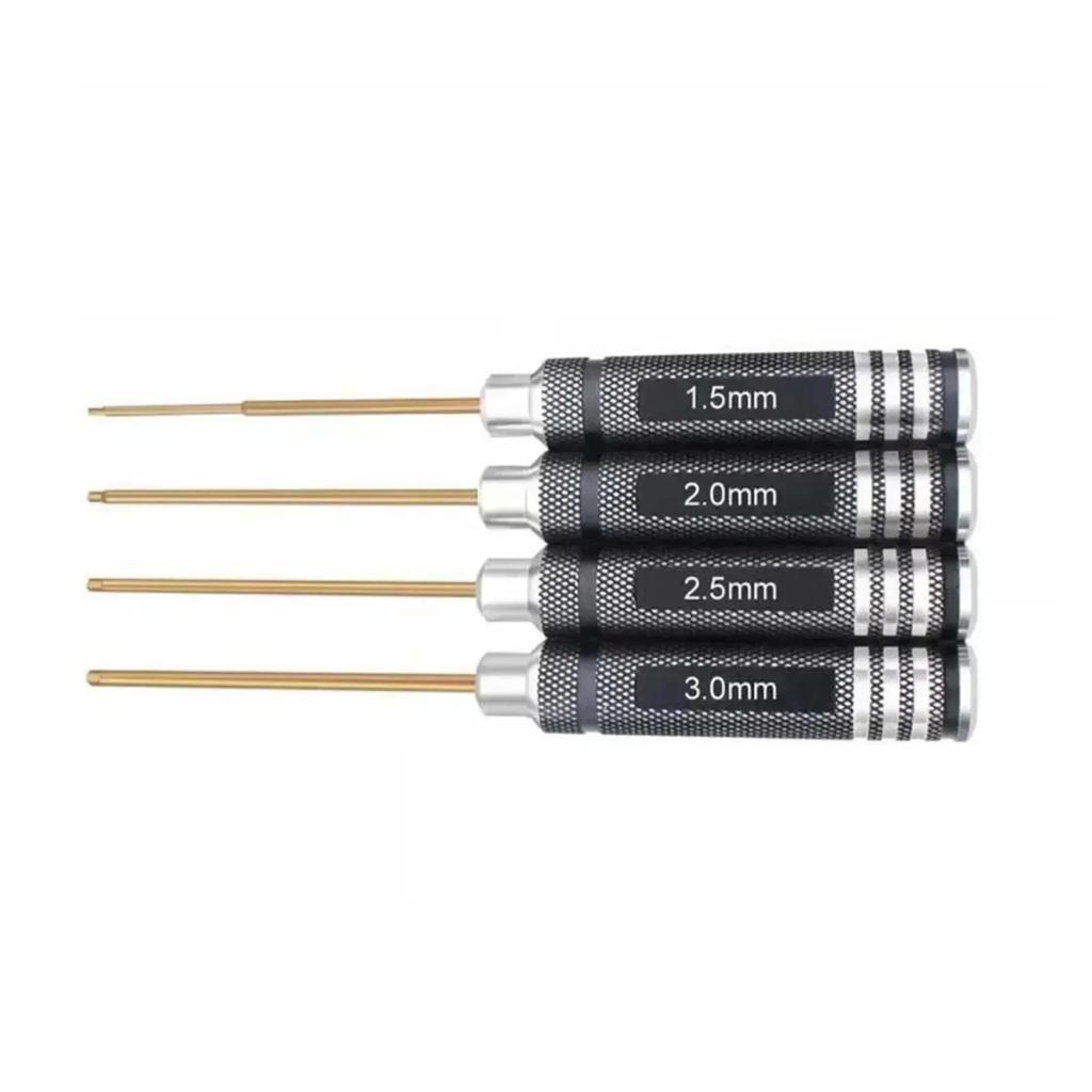 Hex Wrench Set 4 Pieces for RC Model Repairs 1 5/2 0/2 5/3 0mm Chrome Vanadium Steel Tools for Helicopters Cars Airplanes