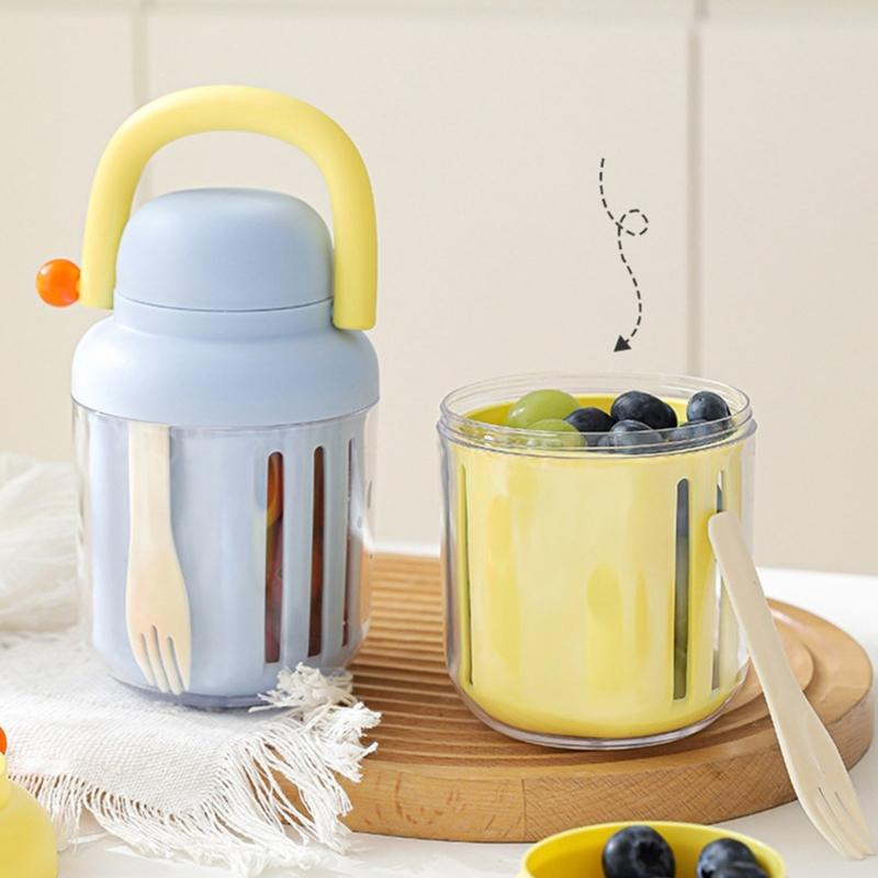 Vegetable Fruit Shaker Cup with Detachable Sauce Compartment Portable Large Capacity Breakfast Storage Container
