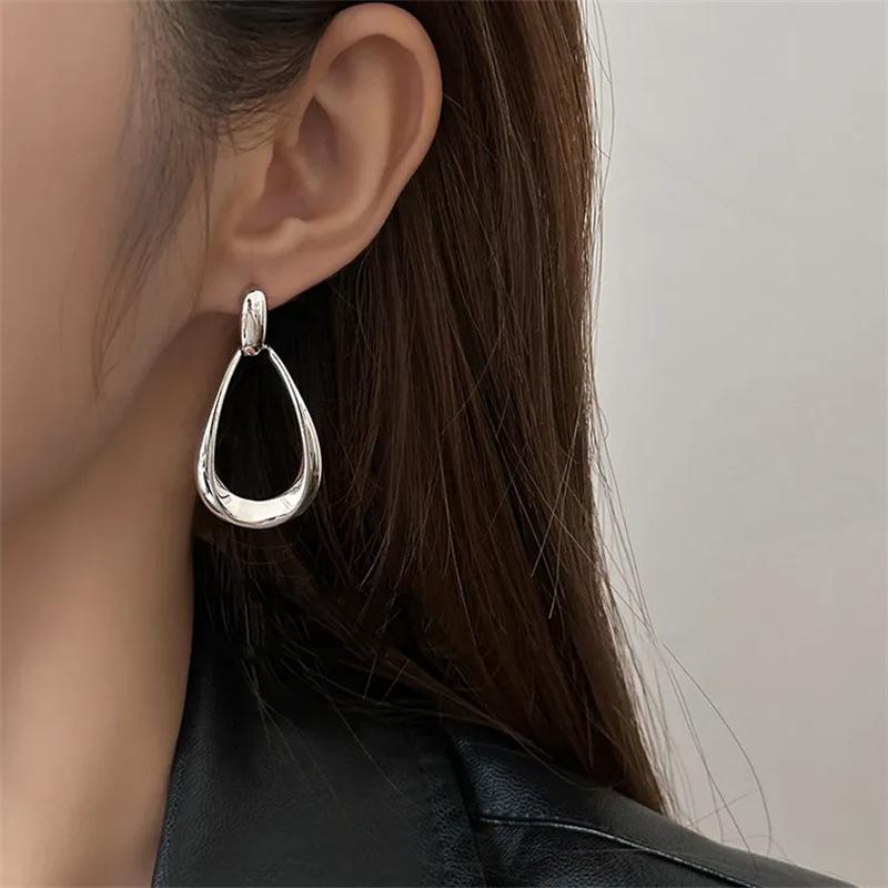 Fashion Stainless Steel Droplet Earrings for Women Vintage Exaggerated Geometric Dangle Drop Earring Party Wedding Jewelry Gifts
