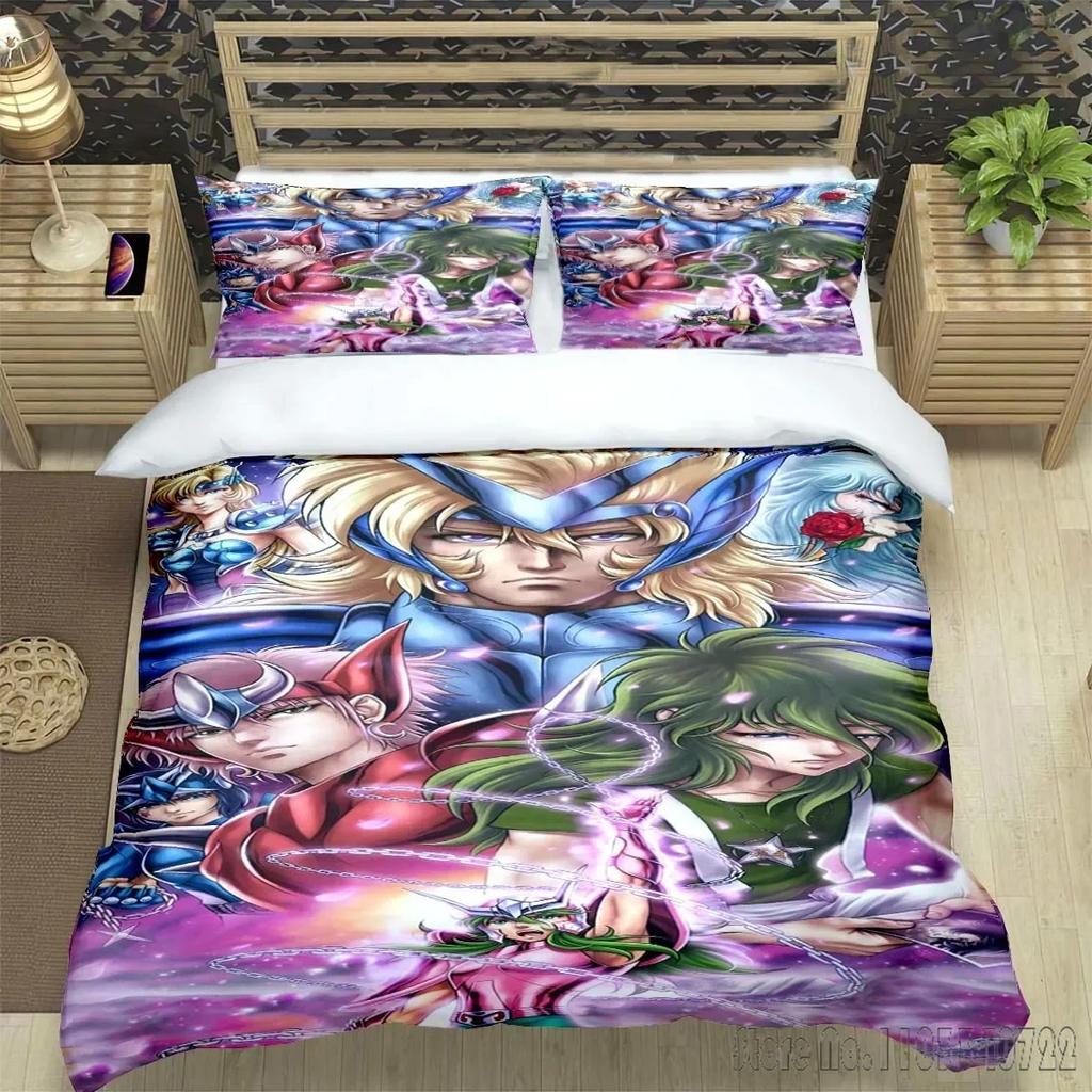 Cartoon Saint Seiya Admire Duvet Cover Set HD Comforter Cover for Kids Bedding Sets Bedclothes Bedroom Decor