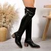 Neue Stretch-Stiefel, Overknee-Stiefel, High Heels, Dicke Absätze, Hohe Stiefel, Lange Stiefel, Damenstiefel, Damenschuhe