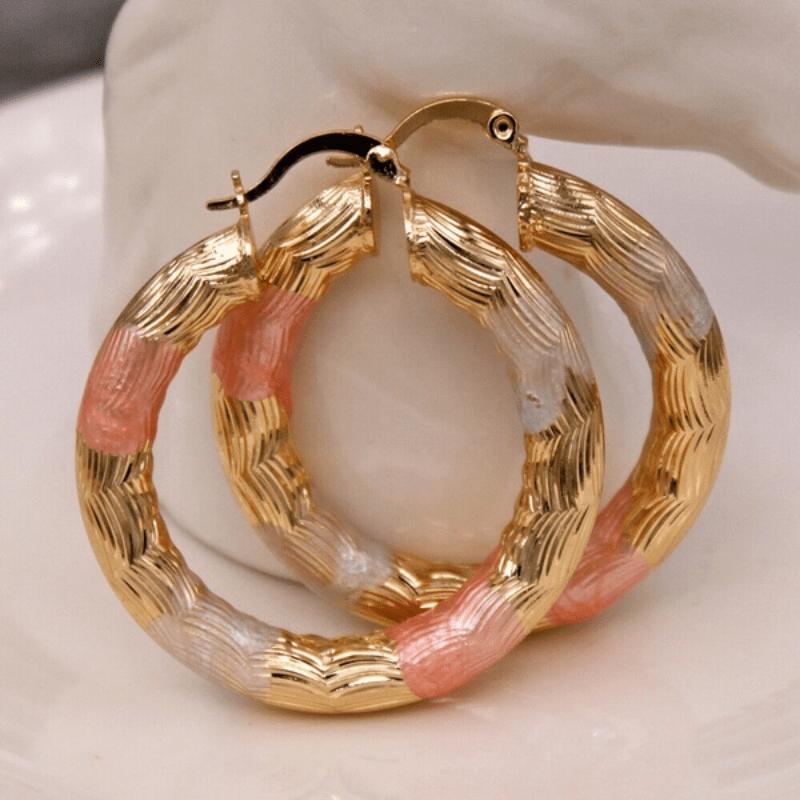 Unique Golden Hoop Earrings Copper Jewelry Vintage Elegant Style Suitable For Women Summer Daily Earrings