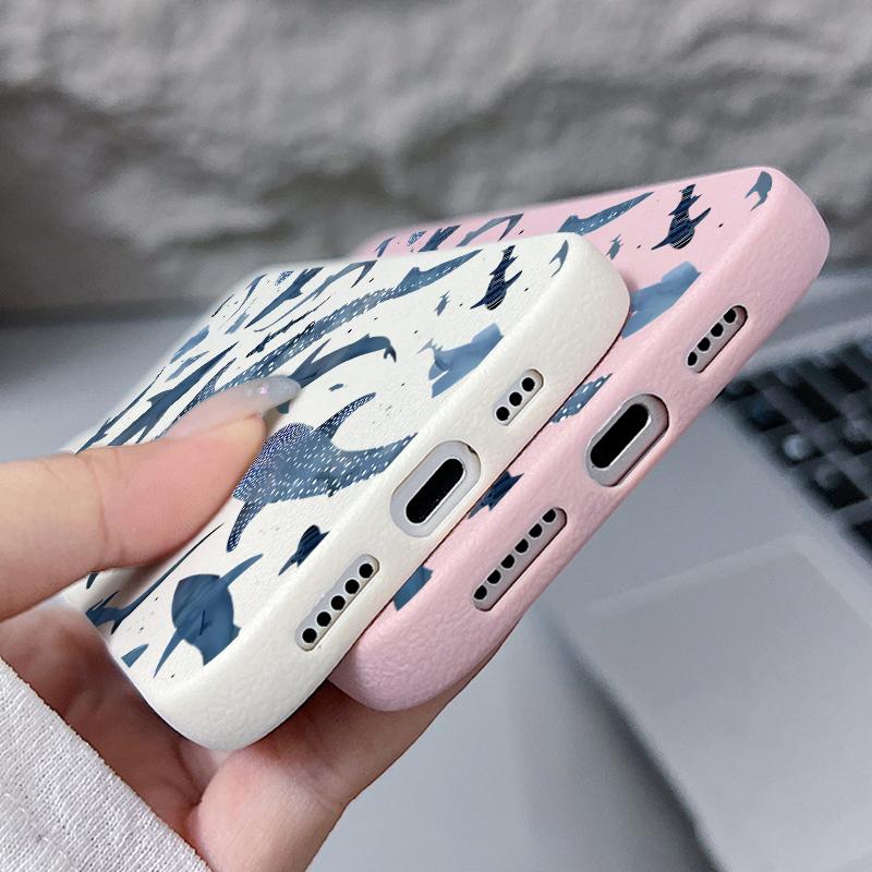 Whale Shark Phone Case For iPhone 17 16e 16 Pro Max 12 13 14 15 Pro Max 11 17 Air Shockproof Leather Texture Silicone TPU Cover