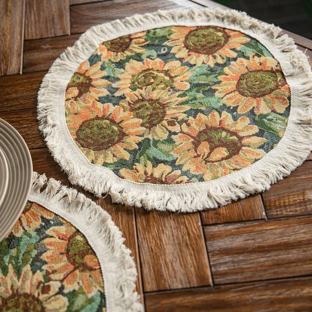 Table Flag Jacquard Sunflower American Fringed Party Decoration American Decoration Porch Cover