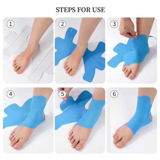 Předstřižená kineziologická páska na kotník Prodyšná kotníková omotávací páska Elastická sportovní páska pro podporu a stabilitu kotníkových vazů