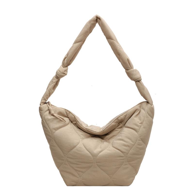 Temperament Daily Women's Bag 2025 New Personality Rhombus Shoulder Bag Sewing Line Solid Color Cloth Shoulder Oblique Span Bag