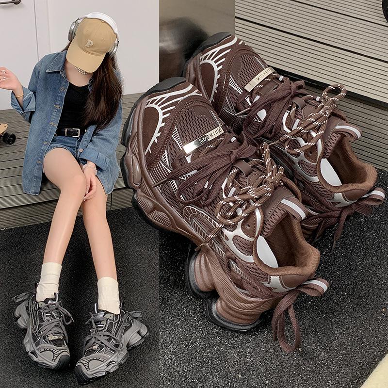 Gray dad shoes women's 2025 new autumn and winter popular platform sports women's shoes small height increase casual shoes