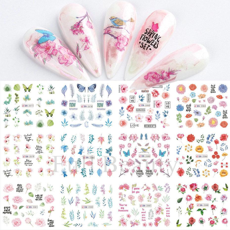 Nail Art Sticker, Spring And Summer Flower And Grass Series, Zou Ju Flower Watermark Nail Sticker
