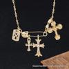 High-End Rhinestone Double Cross Pendant Necklace with CH Chrome Hearts Design
