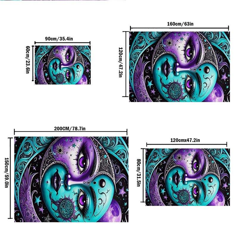 "Starry Night Moon Face Art Print - Celestial Wall Decor"Office Mat Home Decor Office Desk Chair Carpet for office ph149