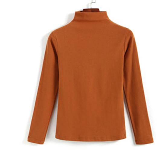 Podzim a zima Polovysoký límec Dámské tričko s dlouhým rukávem Košile s teplým spodkem Korejská verze Slim Fit Elastický Móda Dámské oblečení