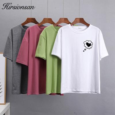Hirsionsan-Camiseta con gráfico de grafiti para mujer, camisetas con estampado Simple, ropa femenina elegante de algodón, Jersey informal holgado, Tops