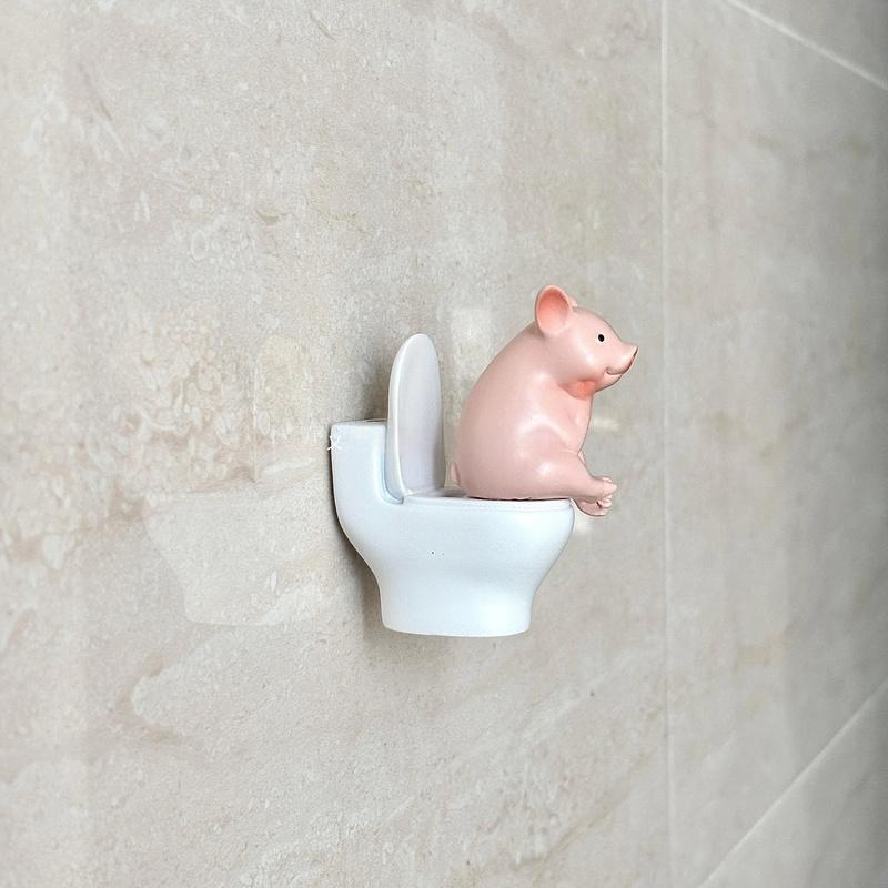 Generic Toilet Pig Buddy Figurine Cute Sleeping Style Mini Resin Ornament Bathroom Desktop Decor Creative Gift For Animal Lovers