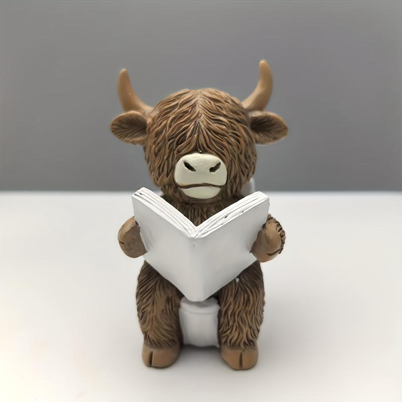 Kreative Heim-Schreibtisch-Harz-Badezimmer-Toilette Hochland-Bulle Statue Ornament Festival Dekoration