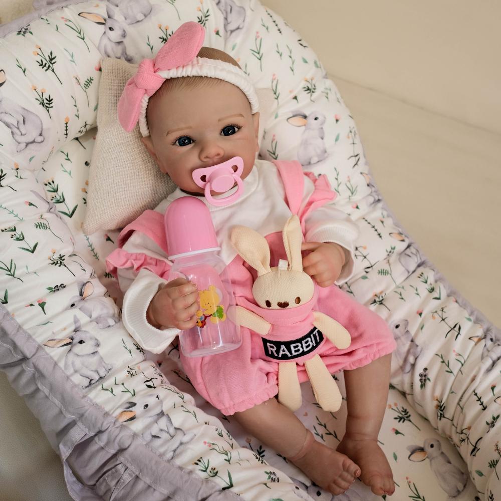 Real Looking Reborn Baby Girl Doll Bettie 18'' 48cm Full Body Silicone Vinyl Simulation Doll Handmade Exquisite 3D Painted Skin Newborn Dolls for Kids