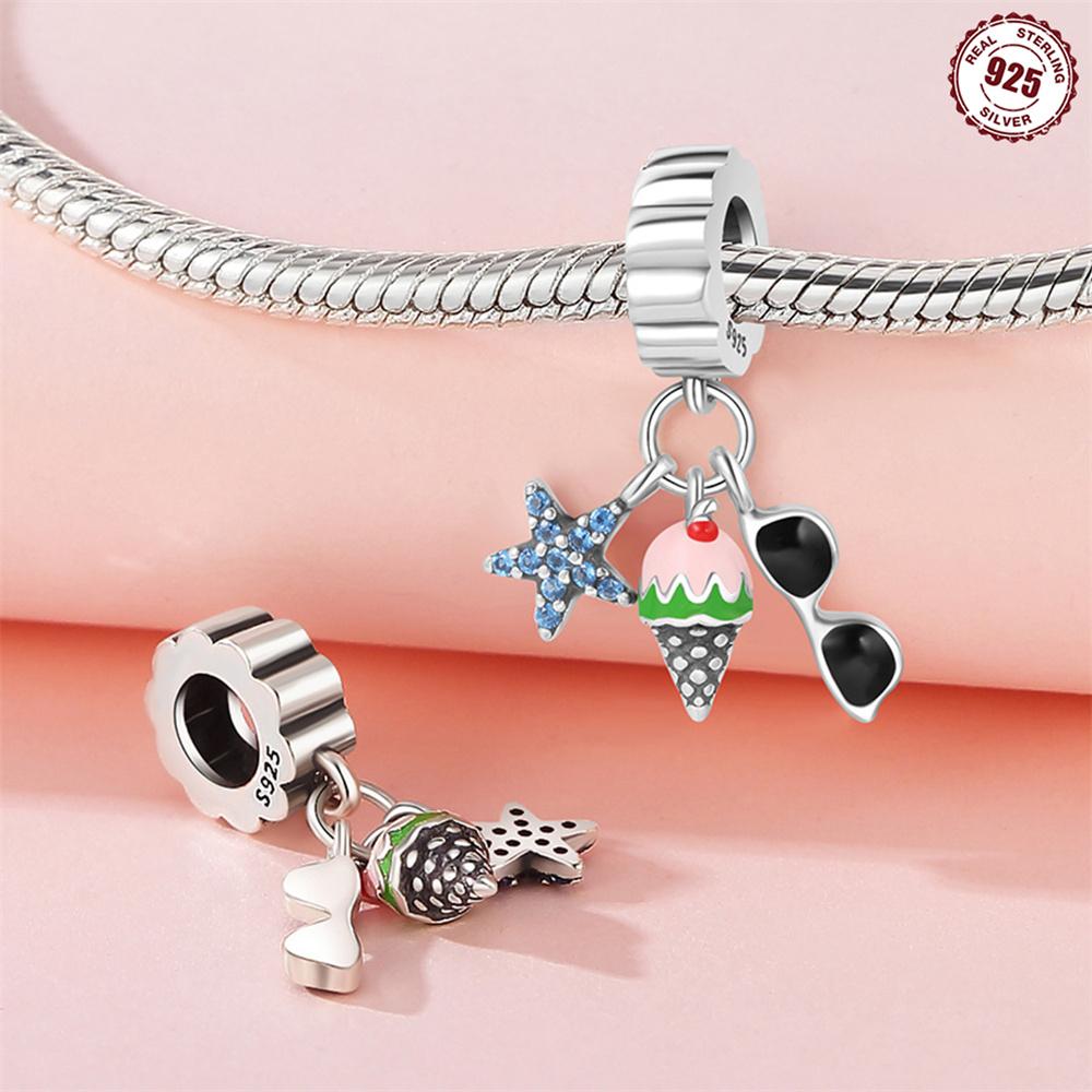 Original Copper Charms Luxury Starfish Ice Cream Sunglasses Pendant Beads Fit Bracelet Diy Women Making Delicate Gi