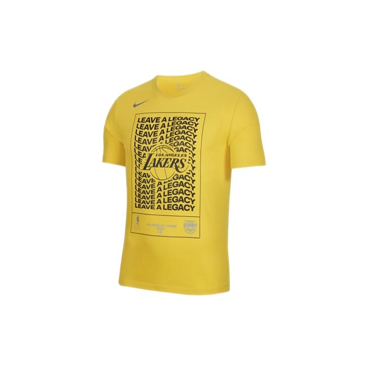 Nike Dri-FIT NBA Los Angeles Lakers Sports Round Neck Printing Short Sleeve Amarillo Yellow Men s DH0637-728 L