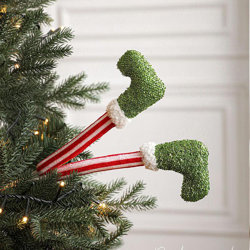 Funny Christmas Elf Legs Christmas Tree Pendant Plastic Santa Elf Legs Hanging Ornaments Home Christmas Decoration