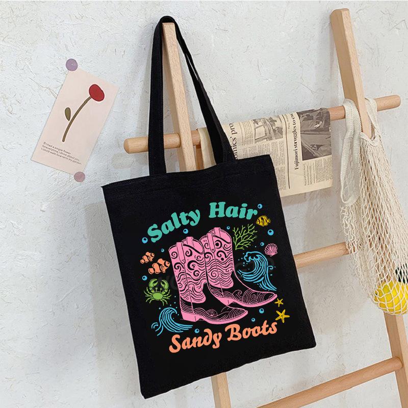 Casual Student Canvas Bag Eco Bag Summer Beach Flowers Printed Large Capacity Shoulder Bag