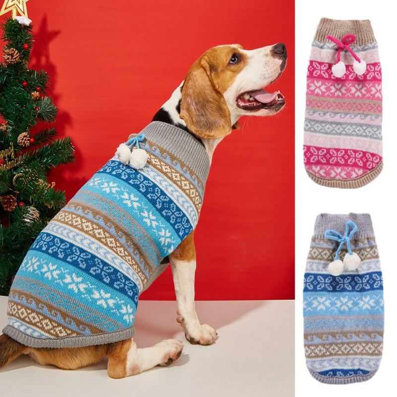 Nordic Winter Pet Knit Sweater Xmas Bell Small Large Dog Cat Warm Outfit