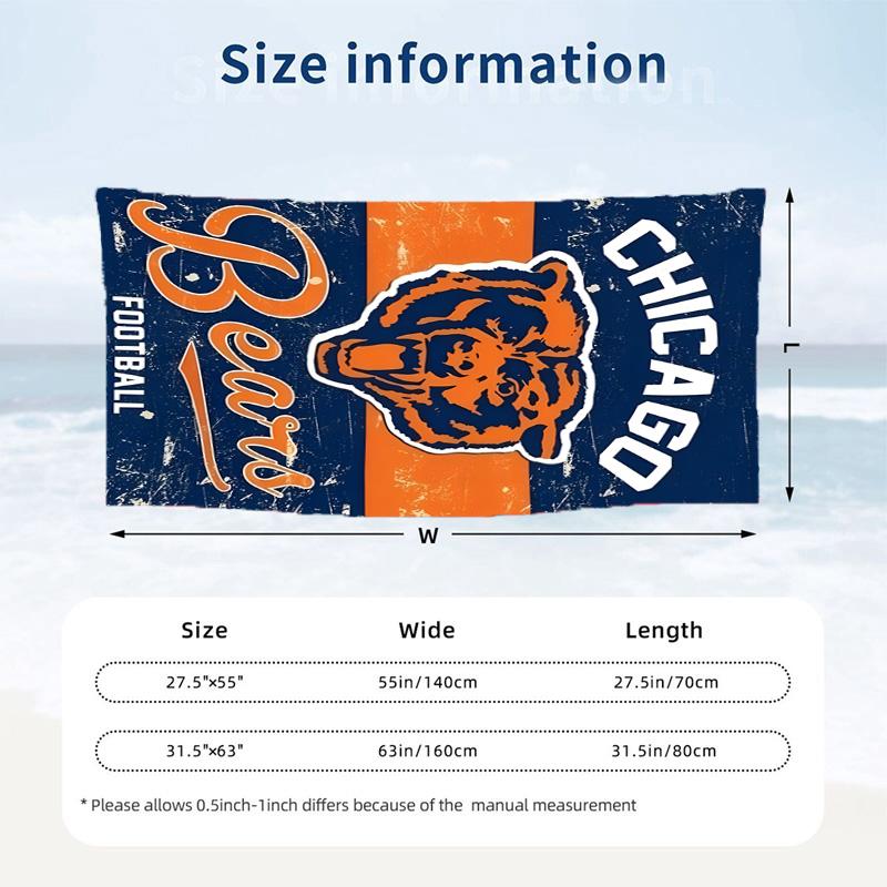Chicago Bears Beach towels also serve as bath towels summer essential a musthave for the outdoors the beach and the pool